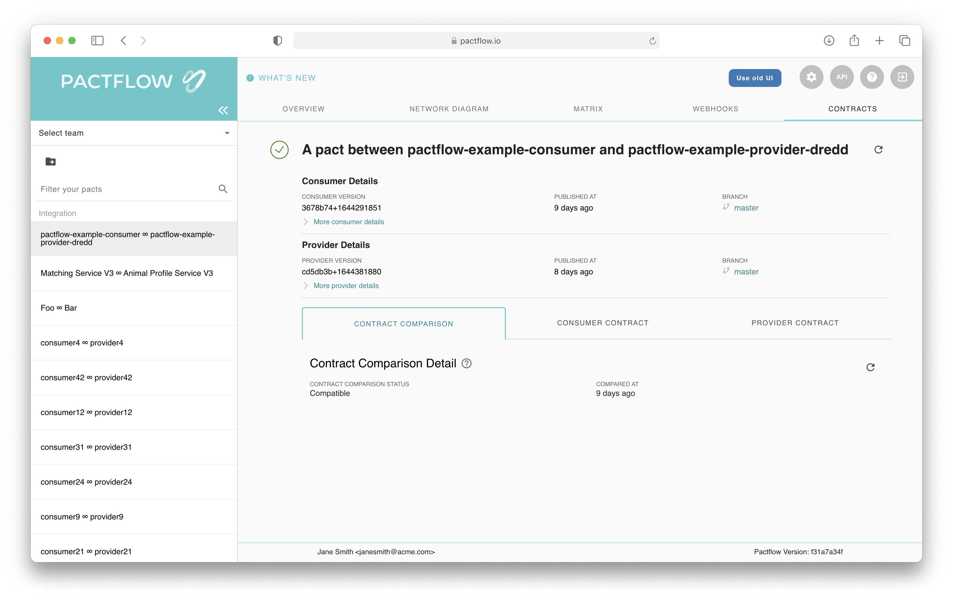 Bi-directional Contract Test Detail Screen