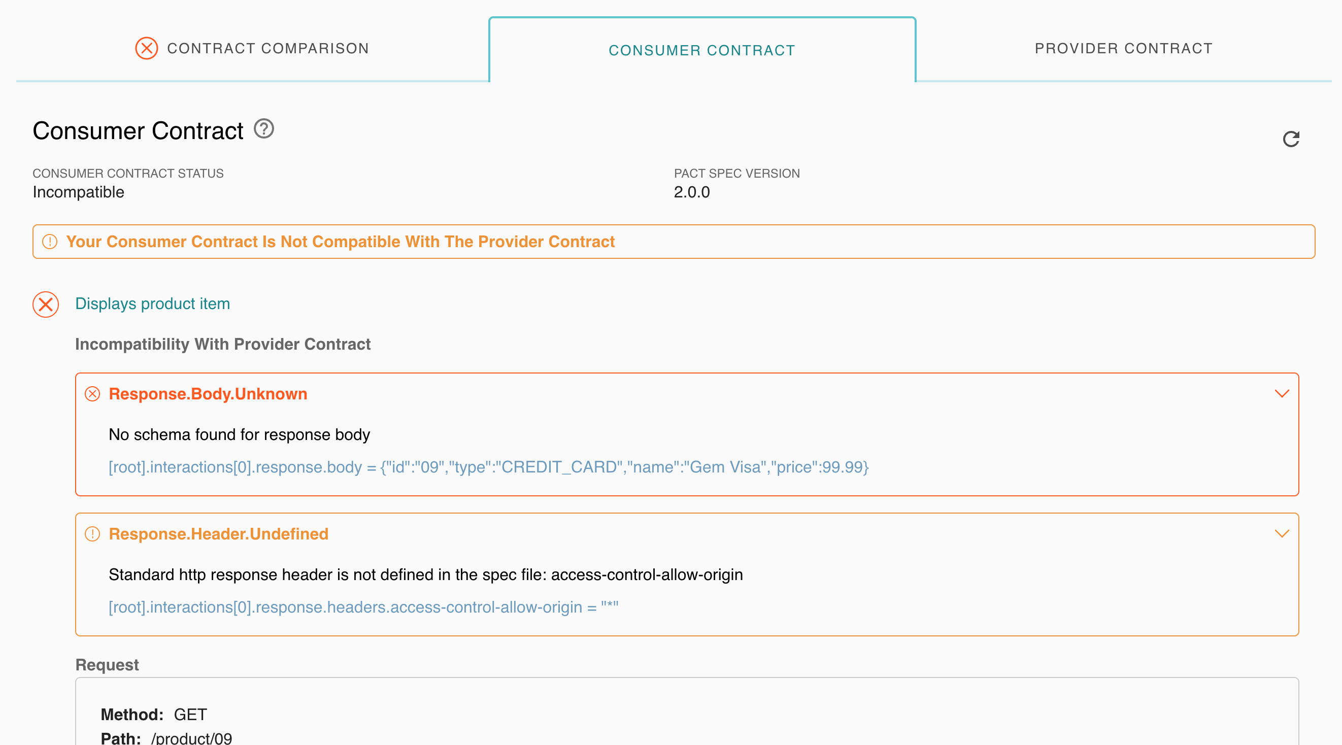 Bi-directional Contract Test Error