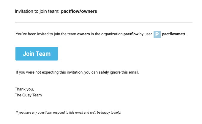 Join PactFlow repository email